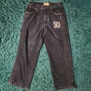 DTEK Denim Jeans 34x30 Dark Wash Carpenter Utility Pants 76 Patch Vintage